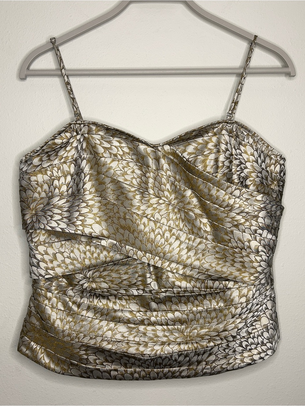Etcetera Size 12 Gold & White Patterned Corset Top, Adjustable Removable Straps